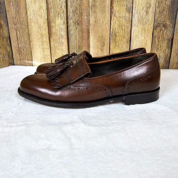 Bragano Tassel Loafers Brown Leather Italy Shoes Dressy Men's Wedding Size 8 - Picture 2 of 10